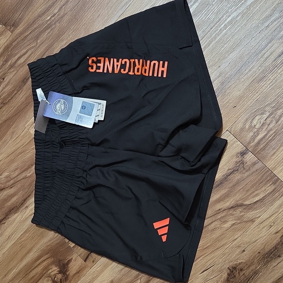 Adidas Black and Orange Women's Athletic Shorts - Picture 1 of 5